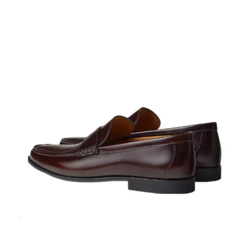 HERMES Loafers Men Red Brown-4