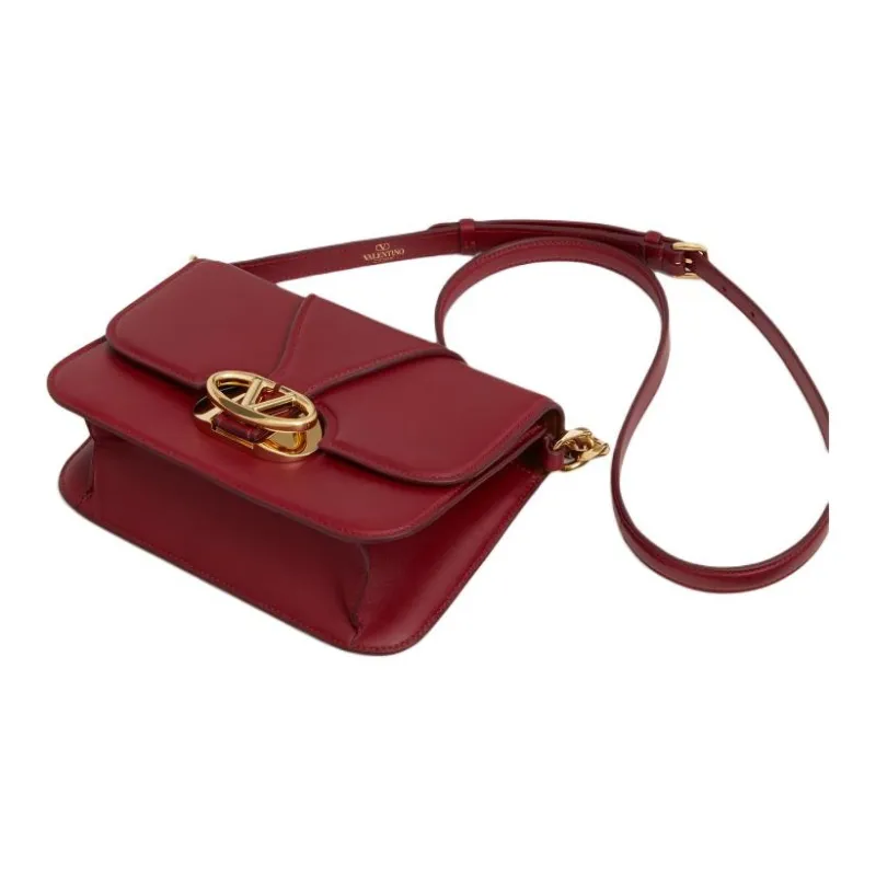 Valentino Vlogo Sheepskin Portable Crossbody Bag Shoulder Bag Women's Deep Red-4