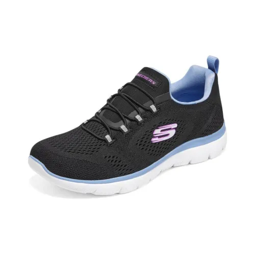 Skechers Anti Slip Wear Resistant Low Top Casual Shoes Women's Black Blue