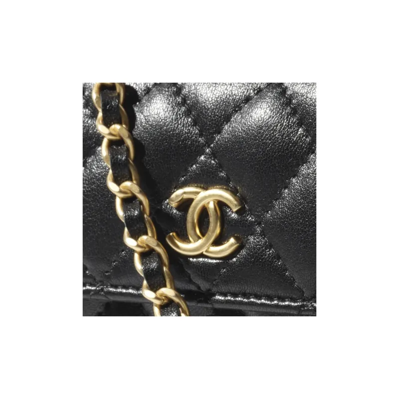 CHANEL Lambskin Shoulder Bag, Crossbody Bag Women's Black-3