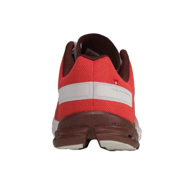 On Cloudflow Cushioning Wear Resistant Low Top Running Shoes Women's Red White-4