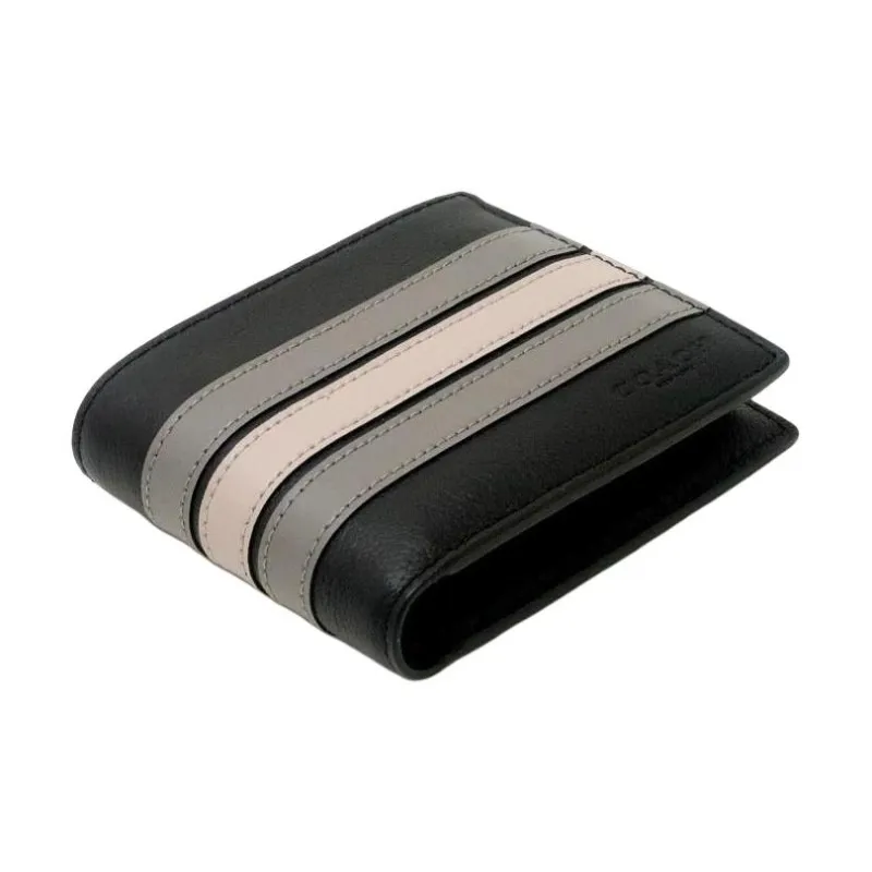 COACH 3 IN 1 Wallet Leather Wallet Men's Black Gray/Nude-4