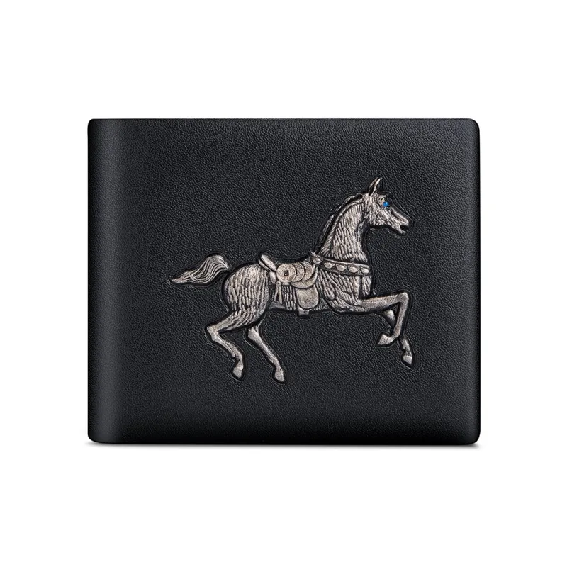 WilliamPOLO Top Grain Cow Leather Cropped Premium Wallet With Multiple Card Slots And Money Clip Men's Black-0