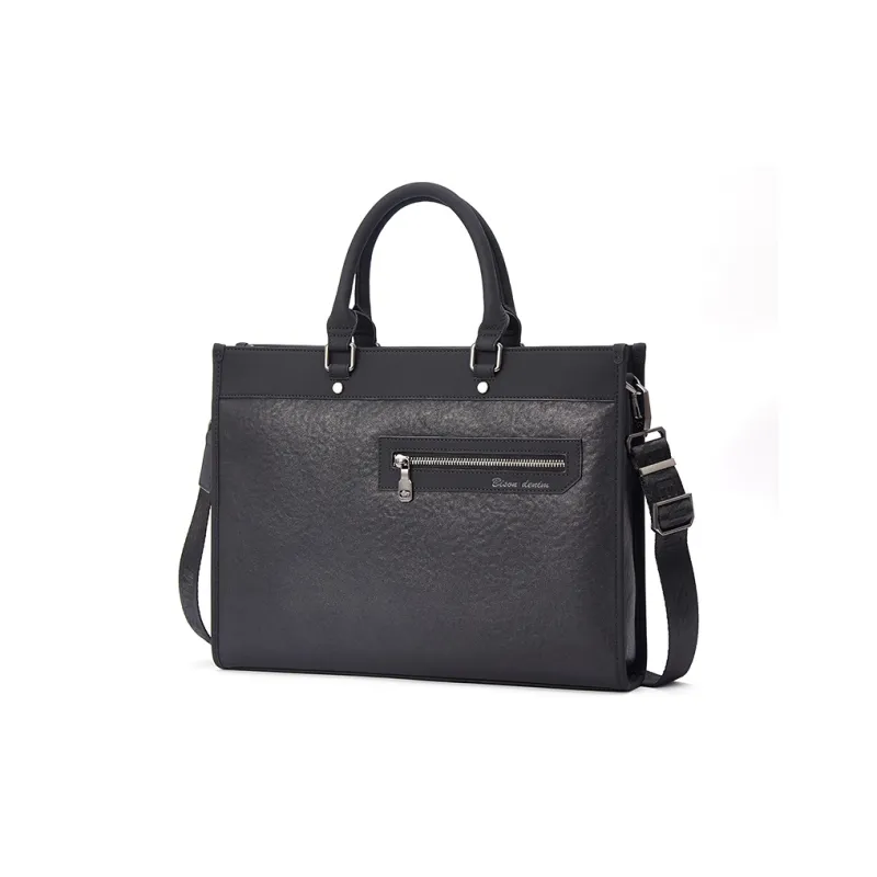 BISON DENIM Cow Leather Genuine Leather Minimalist Style Design Elegant And Versatile Bag Men's Black-0