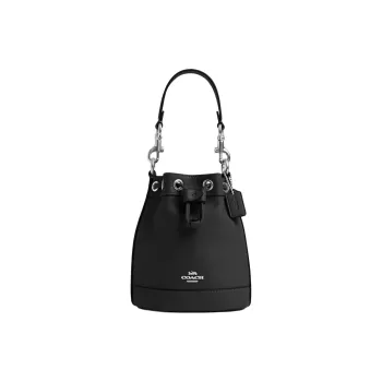 COACH Bucket Cow Leather Bucket Bag Handbag Shoulder Bag Crossbody Bag Mini Women's Silver & Black
