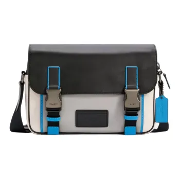 COACH Track Leather Briefcase Satchel Bag Shoulder Bag Crossbody Bag Small Size Men's White/Black/Blue