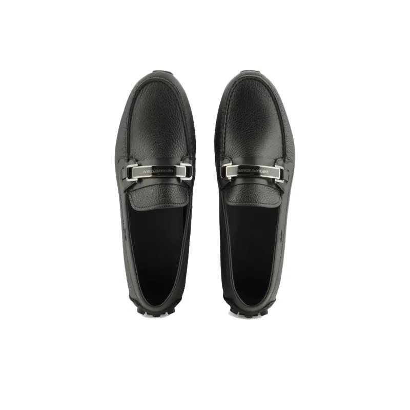EMPORIO ARMANI Logo-plaque Leather Driving Shoes-2