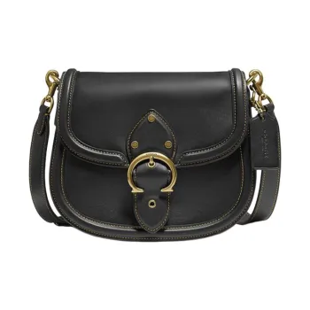 COACH Leather Saddle Bag Shoulder Bag Crossbody Bag Medium Size Women's Black