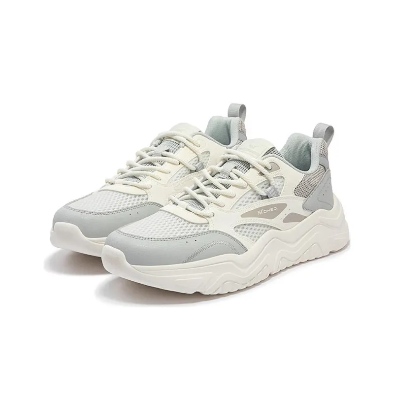 361° Cushioning Slip Resistant Low Top Casual Shoes Men's White Gray-2