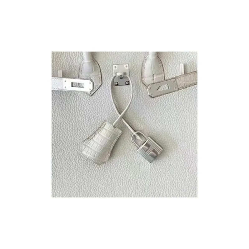 HERMES Birkin Crocodile Leather Togo Calfskin Birkin Bag Handbags Women's Glacier White Touch-1
