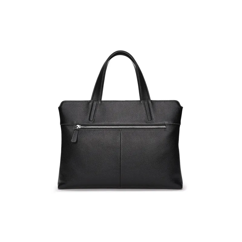 BISON DENIM Genuine Leather Top Grain Cow Leather Handbags Briefcases Regular Men's Black/Coffee-2