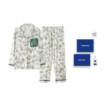 Floating Light Islands Pajama Set Women's Gift Box Set Light Green