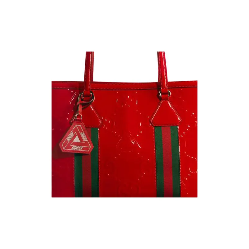 GUCCI PALACE Collaboration Patent Leather Tote Bag Shopping Bag Handbag Shoulder Bag Unisex Red-2