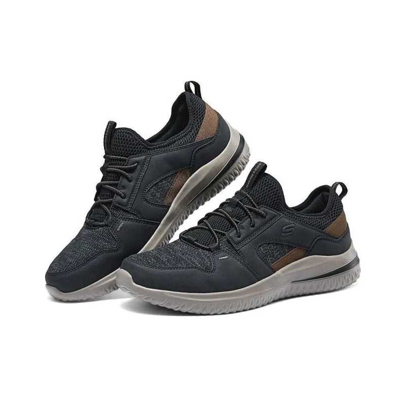 Skechers Delson 3.0 Cushioning, Wear Resistant Low Top Casual Shoes Men's Black Gray-3