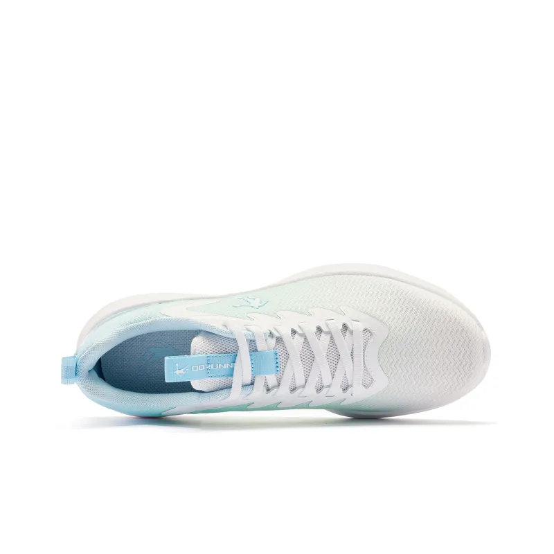 QIAODAN Cushioned Slip-Resistant Balance Lightweight Low-Top Running Shoes Men's White Blue-3