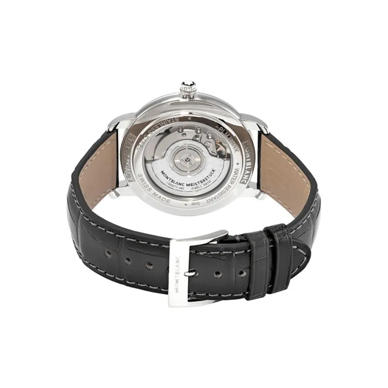 MONTBLANC Mechanical Movement Men's Watches Watch 39mm Black Dial Stainless Steel Case Genuine Leather Strap-2