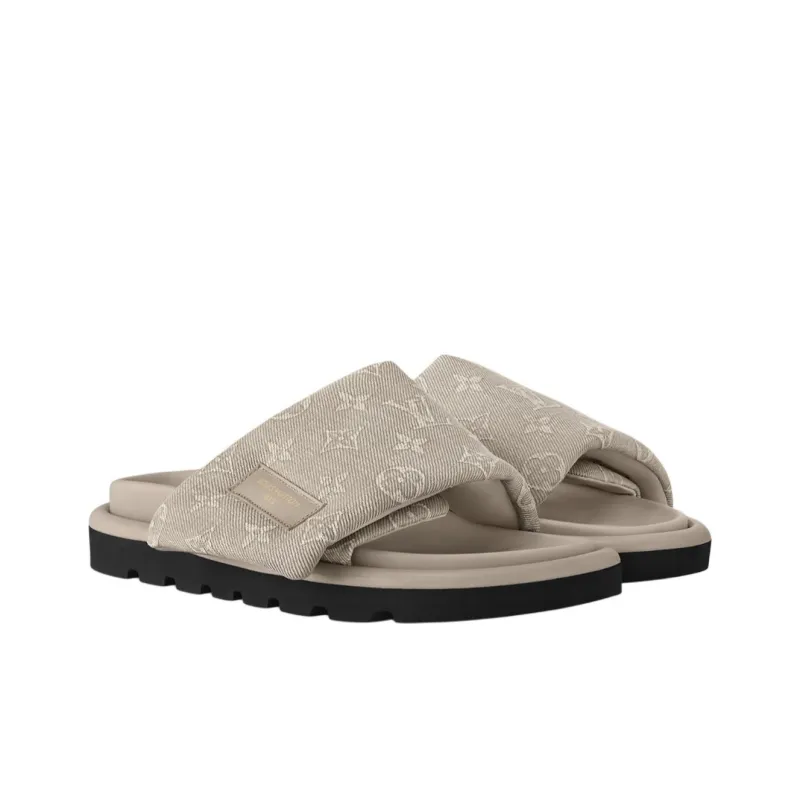 LOUIS VUITTON Pool Pillow Comfort Slip Resistant Slide Slippers Women's Beige-2
