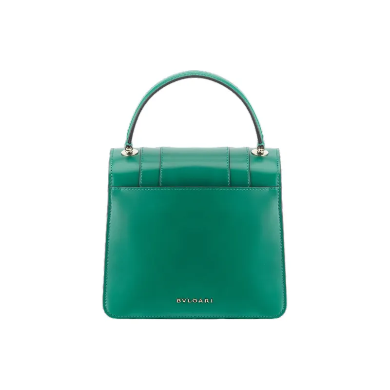 BVLGARI Calfskin Trunk Bag Snake Head Bag Crossbody Bag Shoulder Bag Small Size Women's Emerald-2