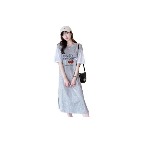 Tonlion Short-Sleeved Dresses Women's Light Heather Gray