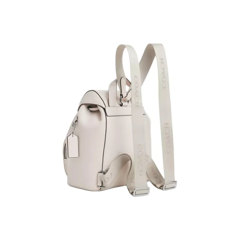 COACH Cow Leather Backpack Regular Women's Silver & Chalk White-1
