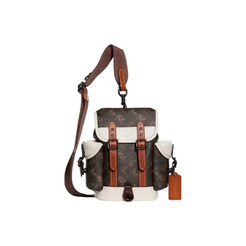 COACH Hitch Cow Leather With Artificial Leather Backpack, Shoulder Bag, Crossbody Bag Mini Women's White & Brown