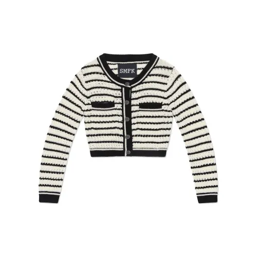 SMFK Cropped Coats Women's White Stripes