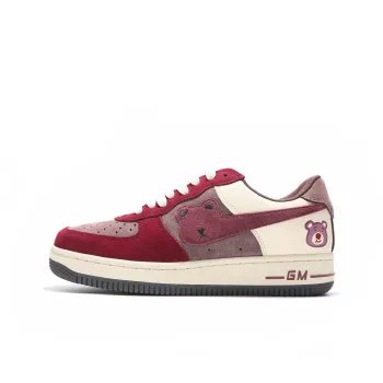 GOLD MEMBER BEAR Mid-Top Skateboard Shoes Unisex Burgundy
