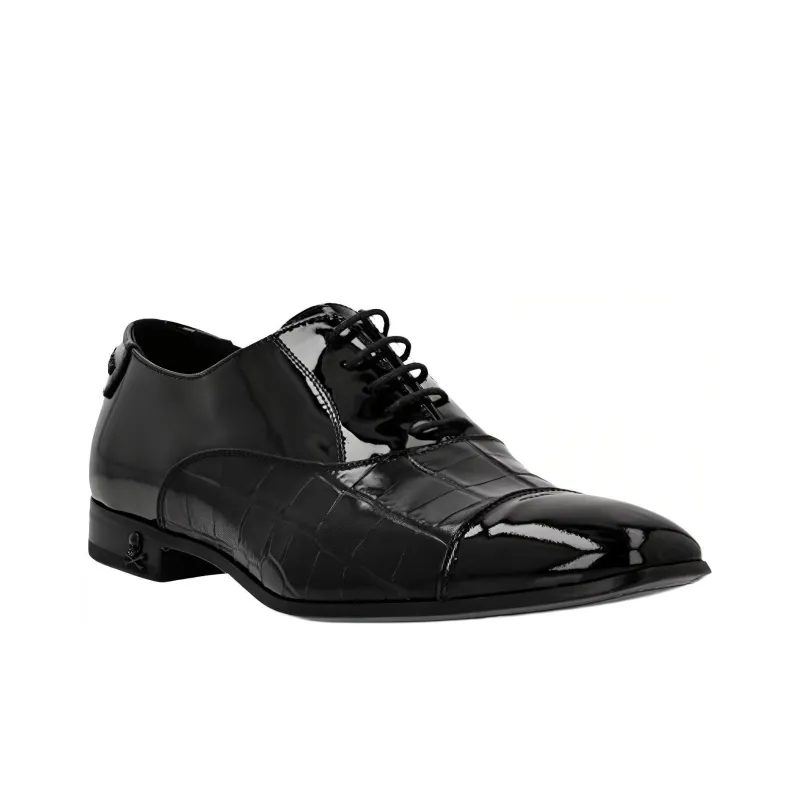 PHILIPP PLEIN Crocodile-effect Leather Oxford Shoes-2