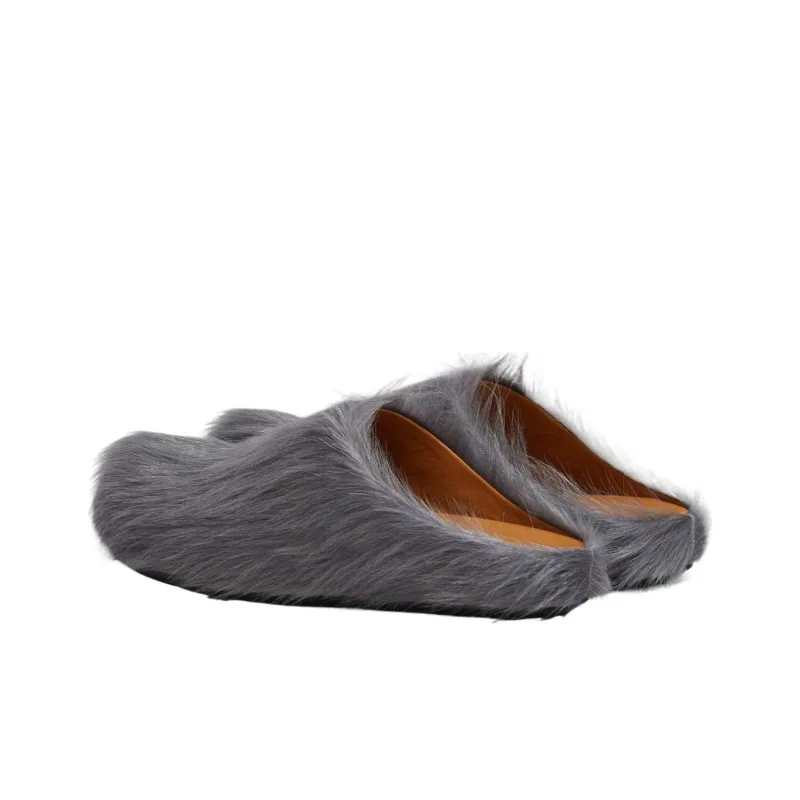 MARNI Fussbet Sabot Calf-hair Slippers-3