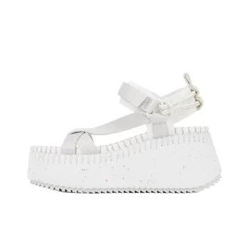 Chloe Nama Strap Sandals 8cm Women's White Gray
