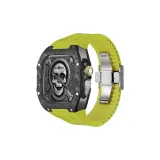Silver Case, Mustard Green Strap