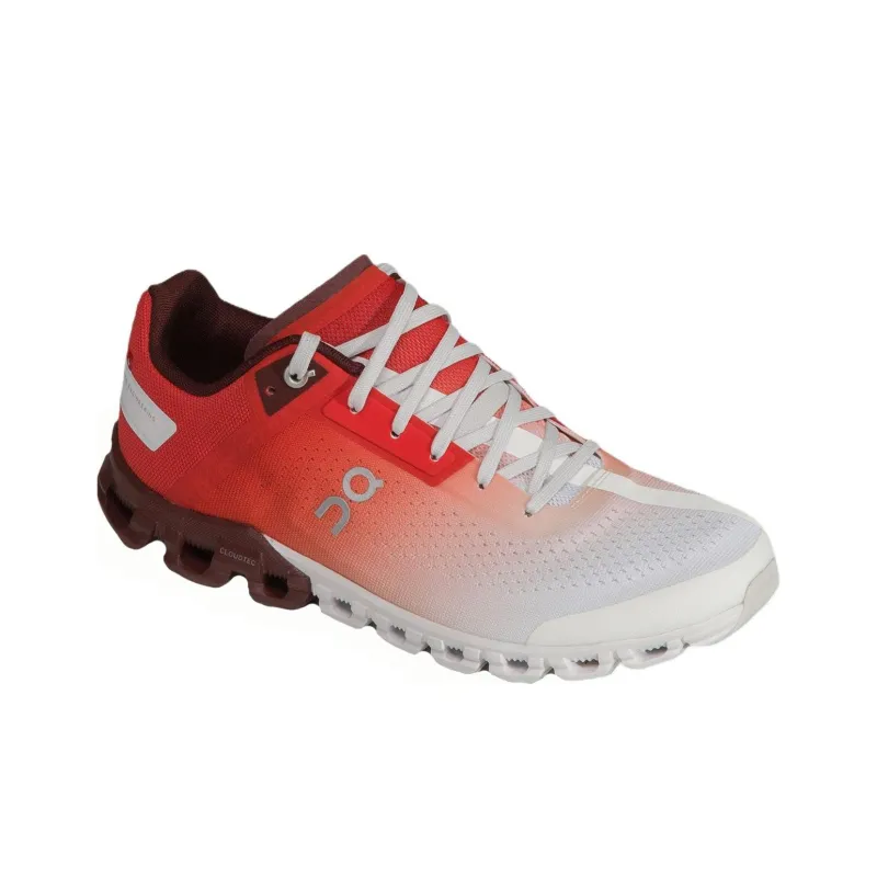 On Cloudflow Cushioning Wear Resistant Low Top Running Shoes Women's Red White-2