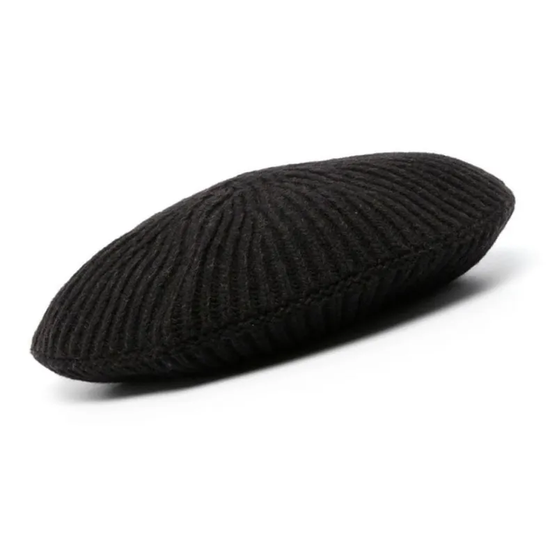 GANNI Ribbed-knit Beret Hat-1