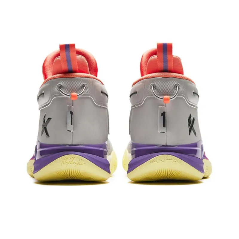 Anta KT9 Cushioning Wear Resistant Low Top Basketball Shoes Men's Gray orange purple-2