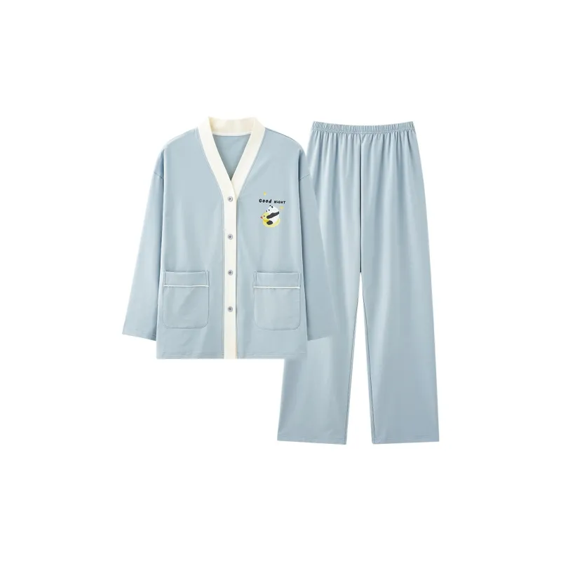 OEING Pajama Set Women's Light Blue-0
