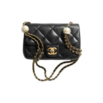 CHANEL Sheepskin Crossbody Bag, Shoulder Bag Mini Women's Black