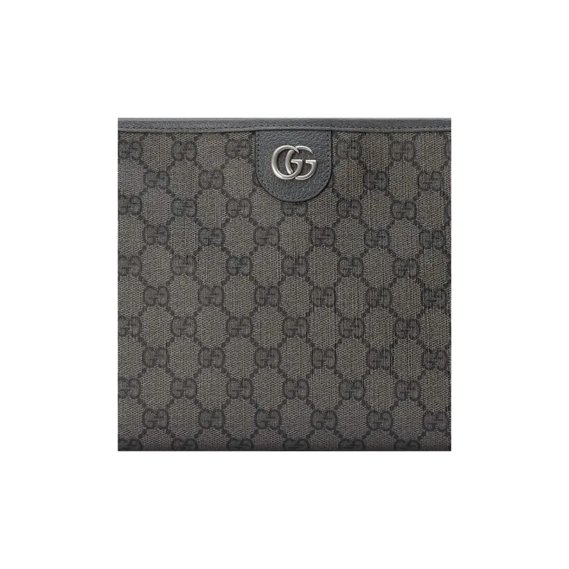 GUCCI Ophidia Canvas With Leather Binding Makeup Bags Clutches Men's Gray & Black-7
