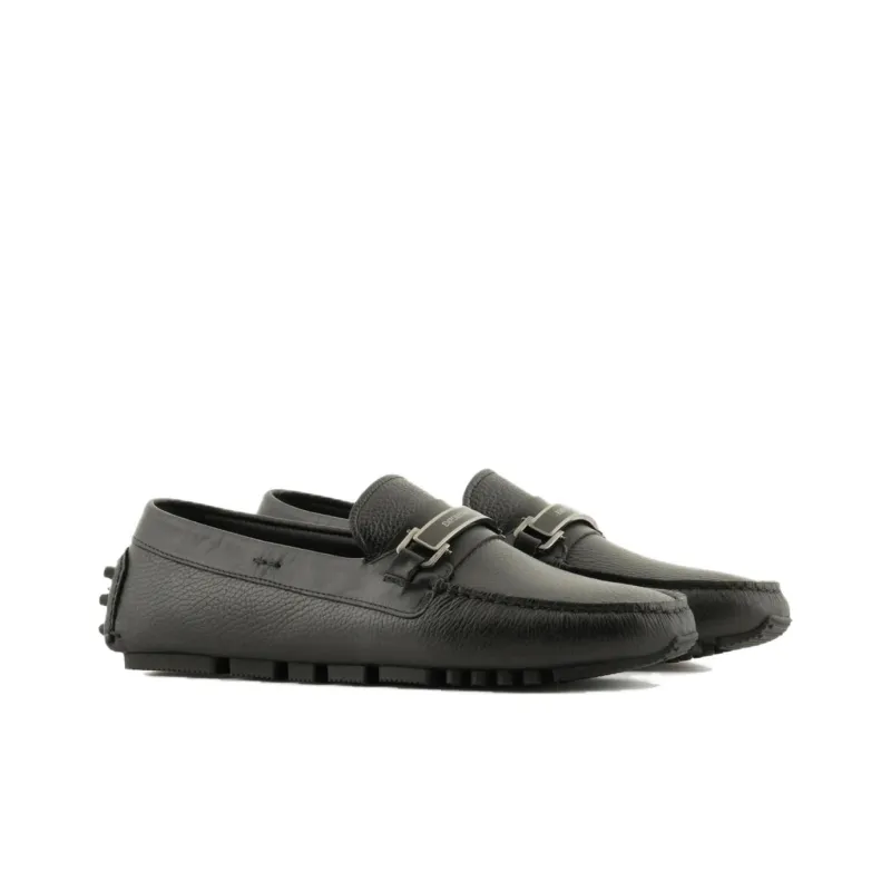EMPORIO ARMANI Logo-plaque Leather Driving Shoes-1
