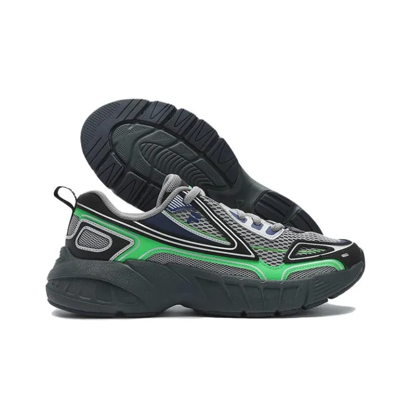 FILA FUSION CRED Leader Durable Breathable Low Top Casual Running Shoes Men's Black Green-4