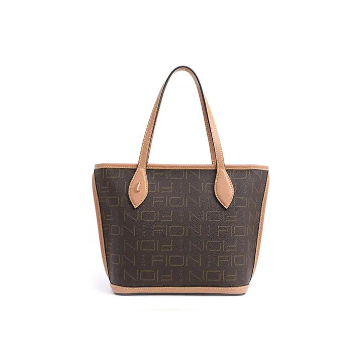 FION Artificial Leather Handbag Shoulder Bag Crossbody Bag Medium Size Women's Coffee & Camel-2