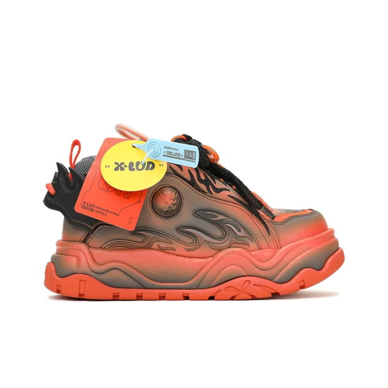 X·LUN Snowy Foot Collection Height Increasing Slip Resistant Low Top Skateboard Shoes Unisex Orange-1