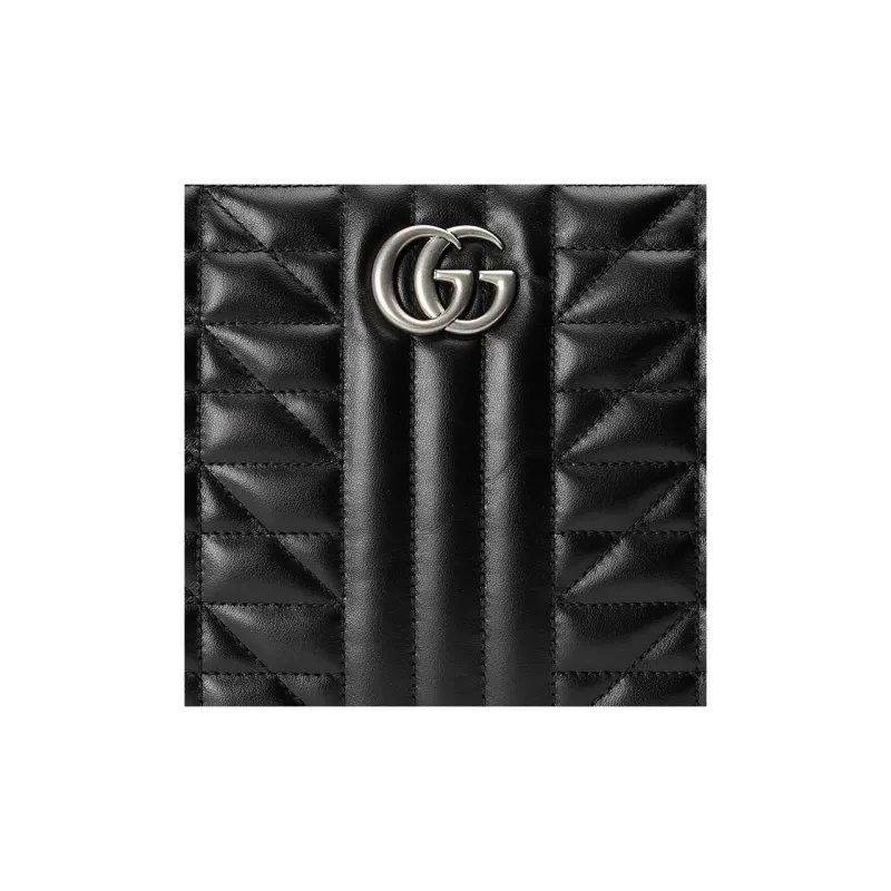 GUCCI GG Marmont Quilting Leather Clutch Women's Black-6