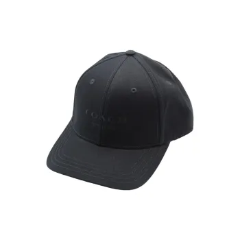 COACH Cotton, Leather Baseball Caps Men's Black