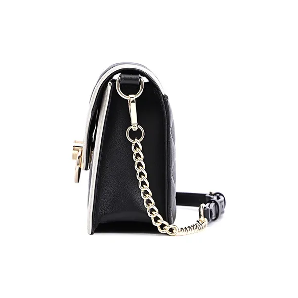 FION Cow Leather Small Square Bag Shoulder Bag, Crossbody Bag Trumpets Women's Black Gray-2