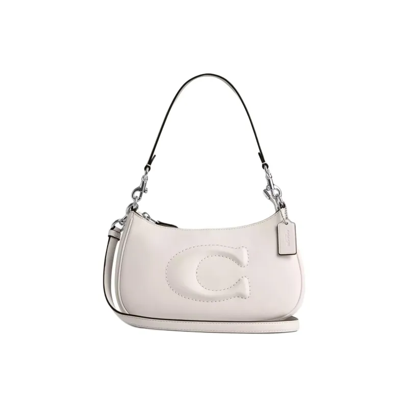 COACH Teri Smooth Leather Crossbody Bag Shoulder Bag Women's Silver & Chalk-0