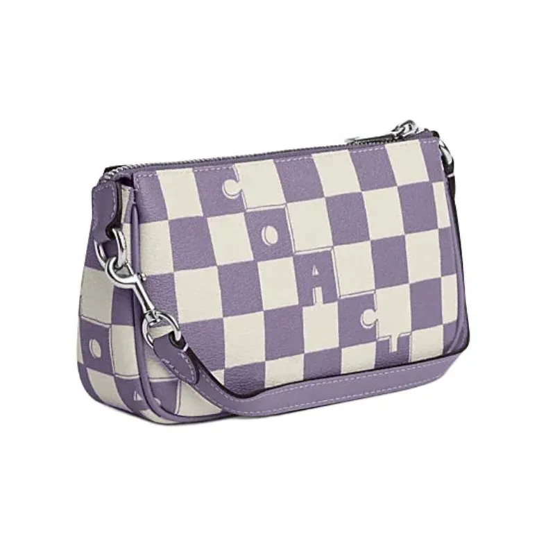 COACH Nolita Artificial Leather Shoulder Bag, Handbag Women's Light Violet & Chalk White-1