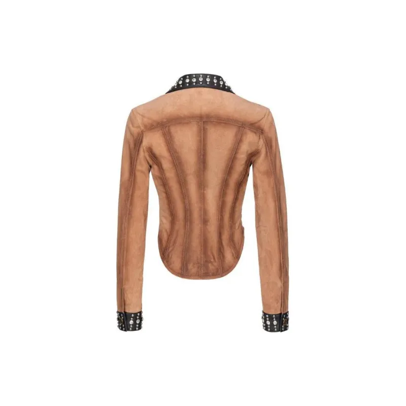 PINKO Leather Jacket Women's Brown-1