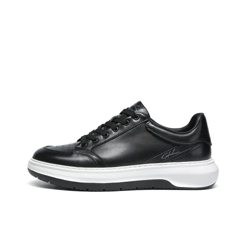 Satchi Cushioned Slip Resistant Abrasion Resistant Breathable Low Top Skateboard Shoes Men's Black 3CM