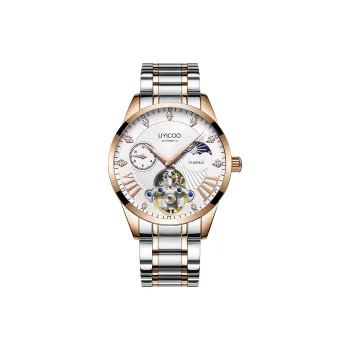 UYICOO Aspire Driver Wrist Watch Automatic Mechanical Movement Stainless Steel Watchband 42 White Dial Men's Watches