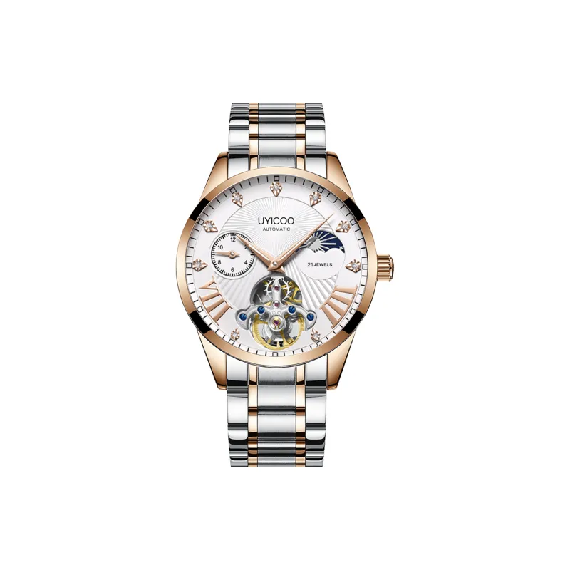 UYICOO Aspire Driver Wrist Watch Automatic Mechanical Movement Stainless Steel Watchband 42 White Dial Men's Watches-0